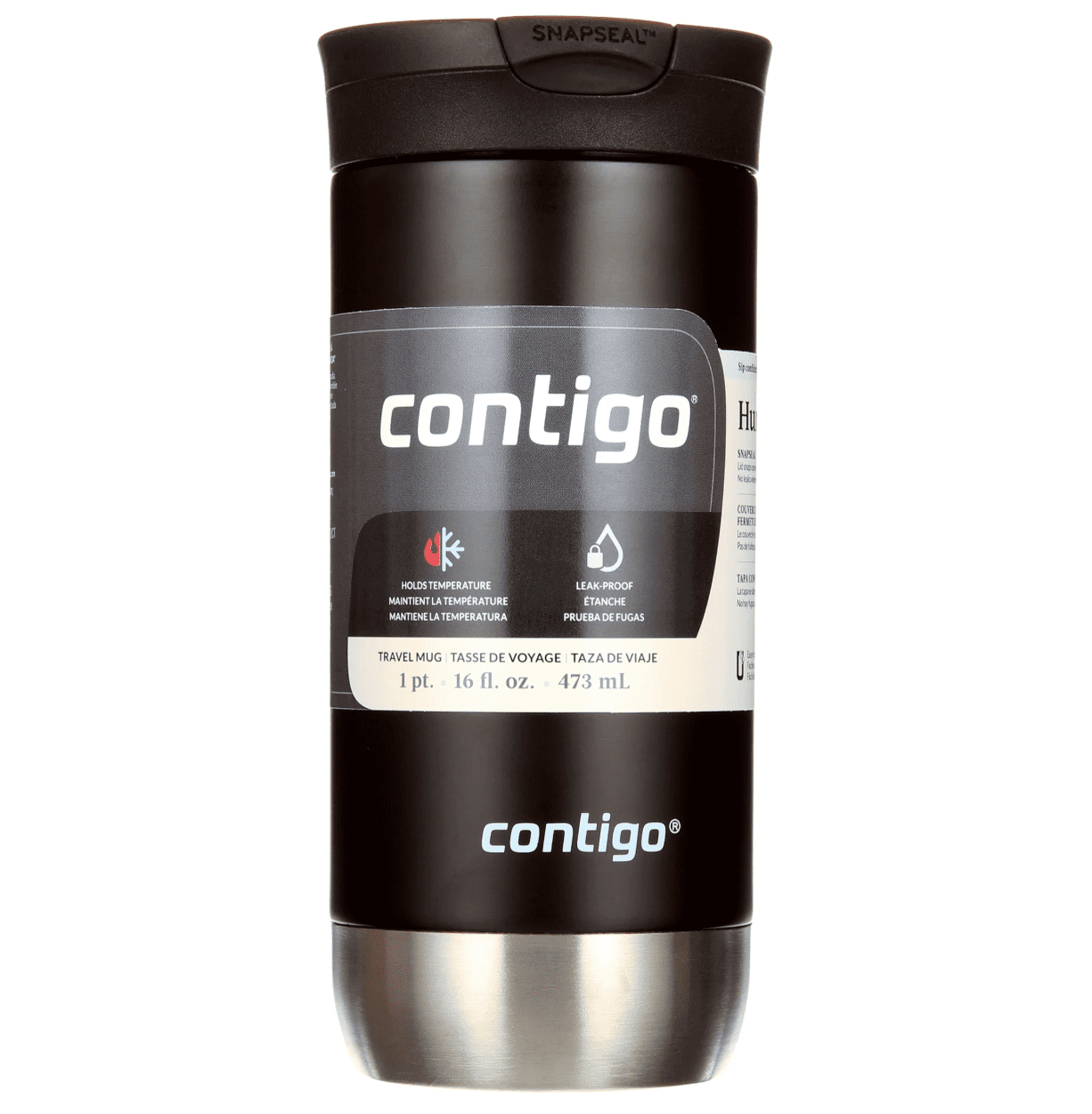 Contigo 16 oz. Huron 2.0 SnapSeal Stainless Steel Travel Mug - Licorice 3QYQ