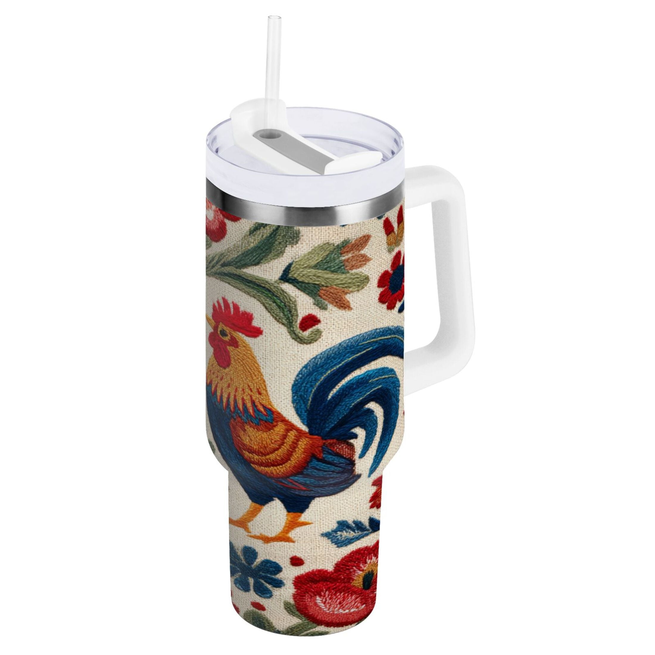 40 oz Insulated Stainless Steel Tumbler Double Wall Stainless Steel Tumbler with 2-Way Drinking Male and Female Chickens MQC2