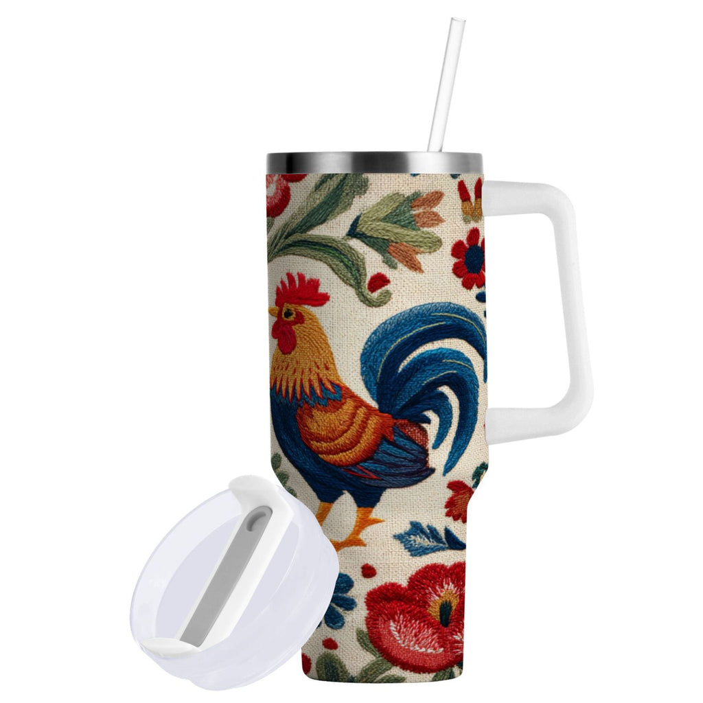 40 oz Insulated Stainless Steel Tumbler Double Wall Stainless Steel Tumbler with 2-Way Drinking Male and Female Chickens MQC2