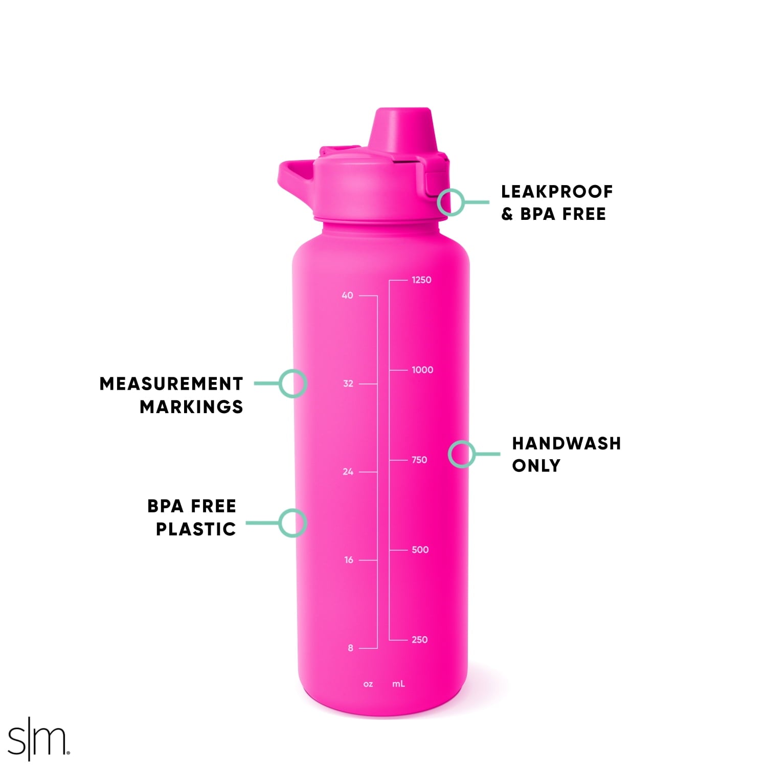 Simple Modern 48 fl oz Reusable Tritan Summit Water Bottle with Silicone Straw Lid|Raspberry Vibes K0LG