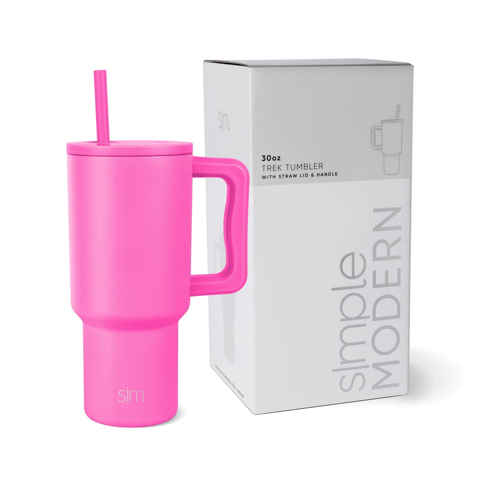 Simple Modern 30 fl oz Insulated Stainless Steel Trek Tumbler with Straw Lid | Cream Leopard BENZ