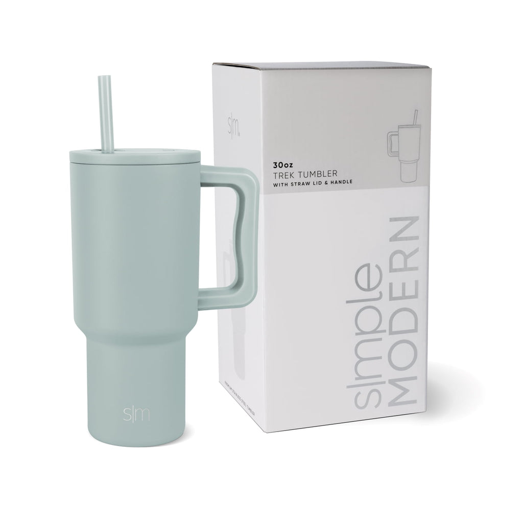 Simple Modern 30 fl oz Insulated Stainless Steel Trek Tumbler with Straw Lid | Cream Leopard BENZ