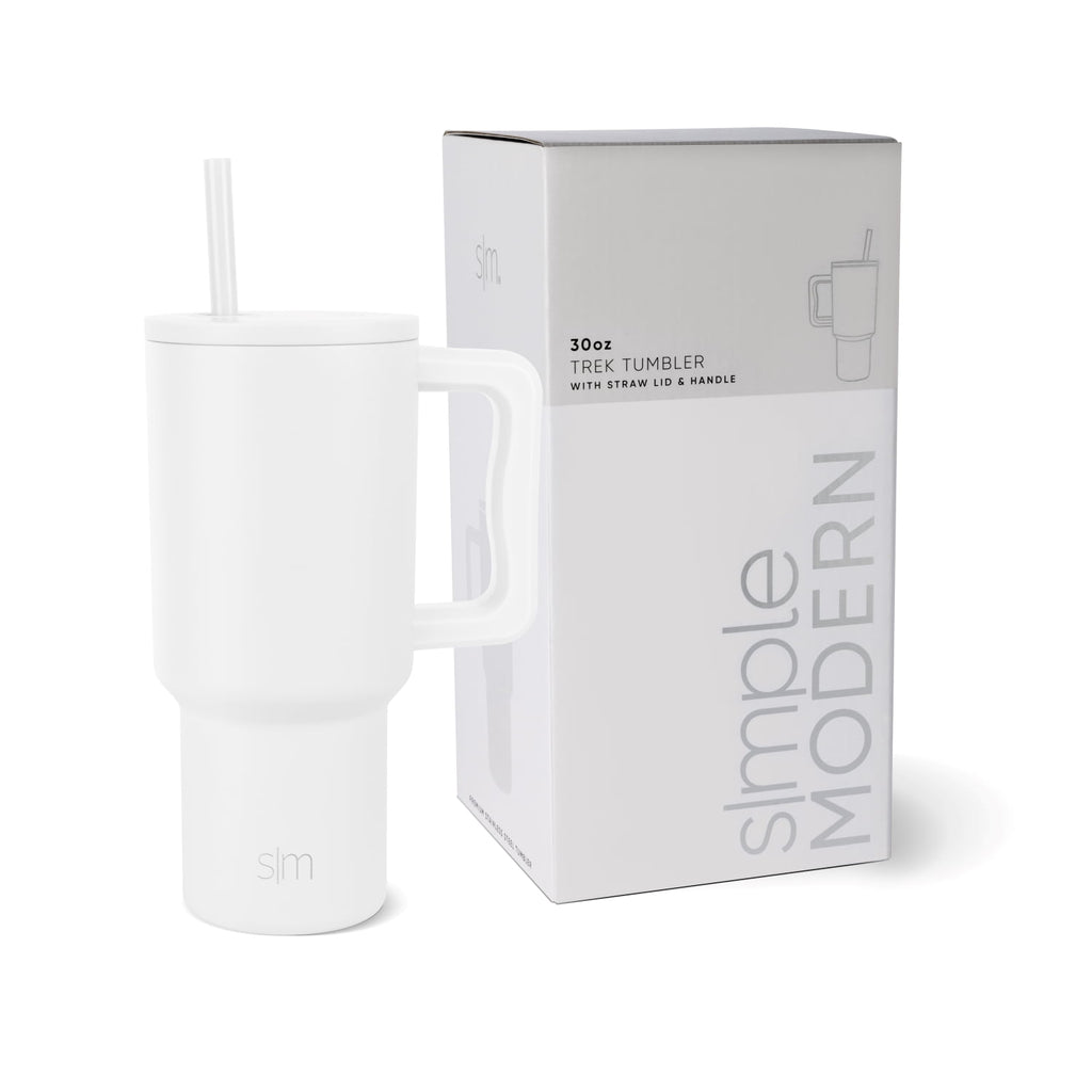 Simple Modern 30 fl oz Insulated Stainless Steel Trek Tumbler with Straw Lid | Cream Leopard BENZ