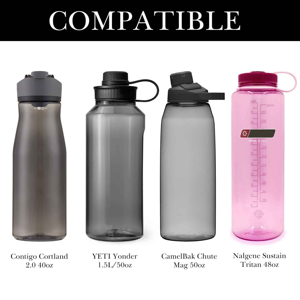 Linkidea Sports Water Bottle Carrier with Strap Compatible with Nalgene Sustain Tritan 48oz, CamelBak Chute Mag 50oz, Thick Waterbottle Cooler Bag Holder Shoulder Strap, Black YPKJ