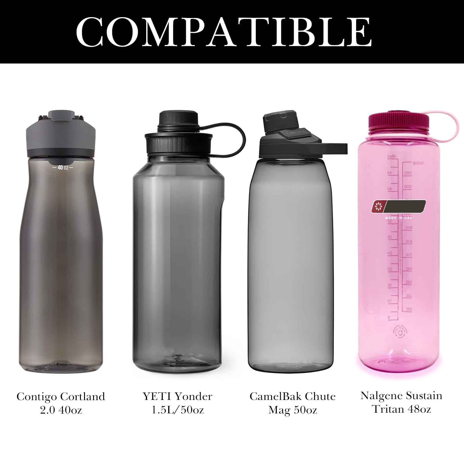 Linkidea Sports Water Bottle Carrier with Strap Compatible with Nalgene Sustain Tritan 48oz, CamelBak Chute Mag 50oz, Thick Waterbottle Cooler Bag Holder Shoulder Strap, Black YPKJ