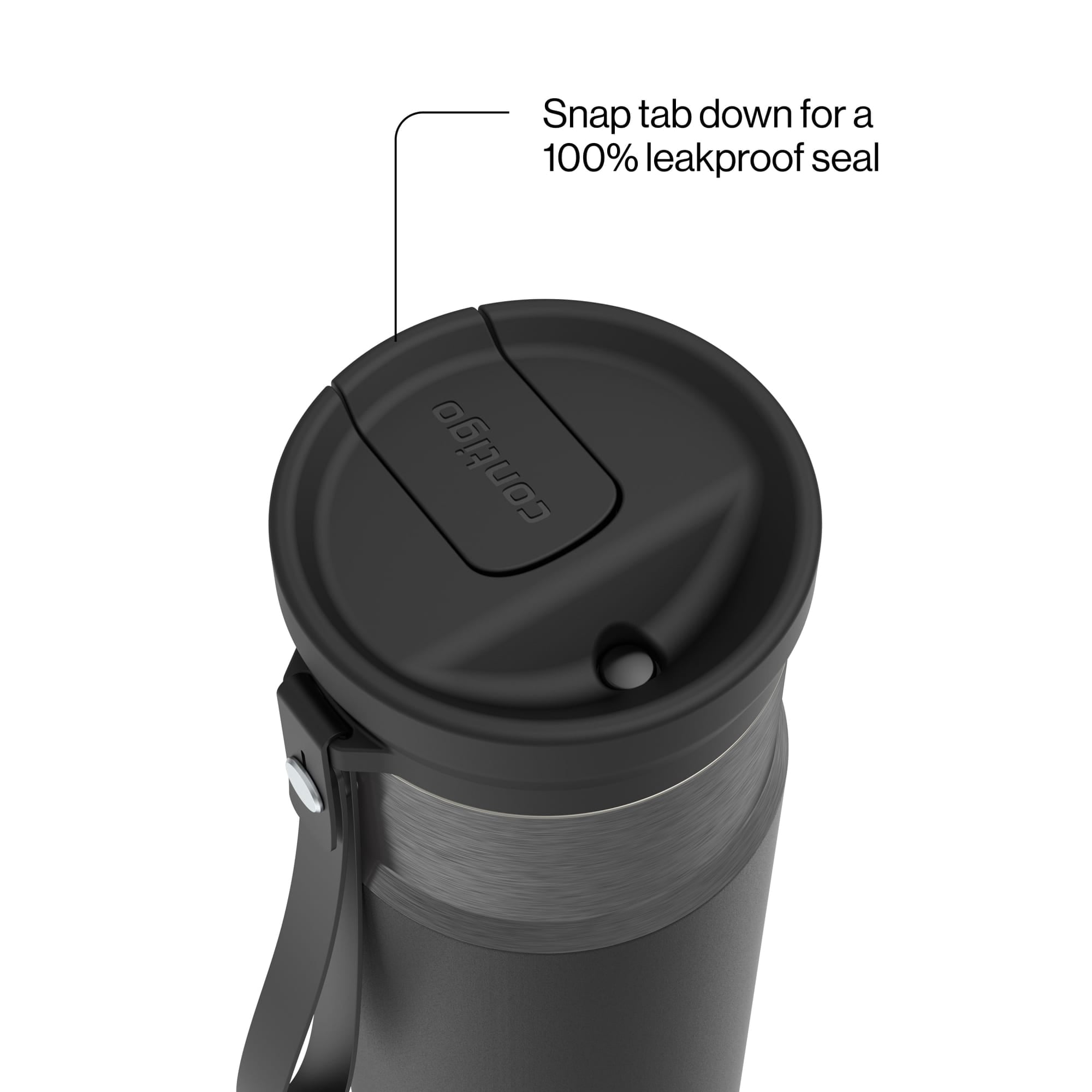 Contigo SnapSeal Leakproof Stainless Steel Reusable Water Bottle with Carrying Strap, Dark Blue/Bronze, 24 oz 6GVN