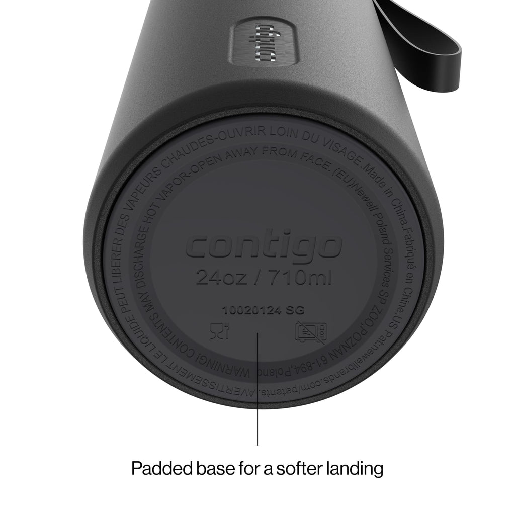 Contigo SnapSeal Leakproof Stainless Steel Reusable Water Bottle with Carrying Strap, Dark Blue/Bronze, 24 oz 6GVN