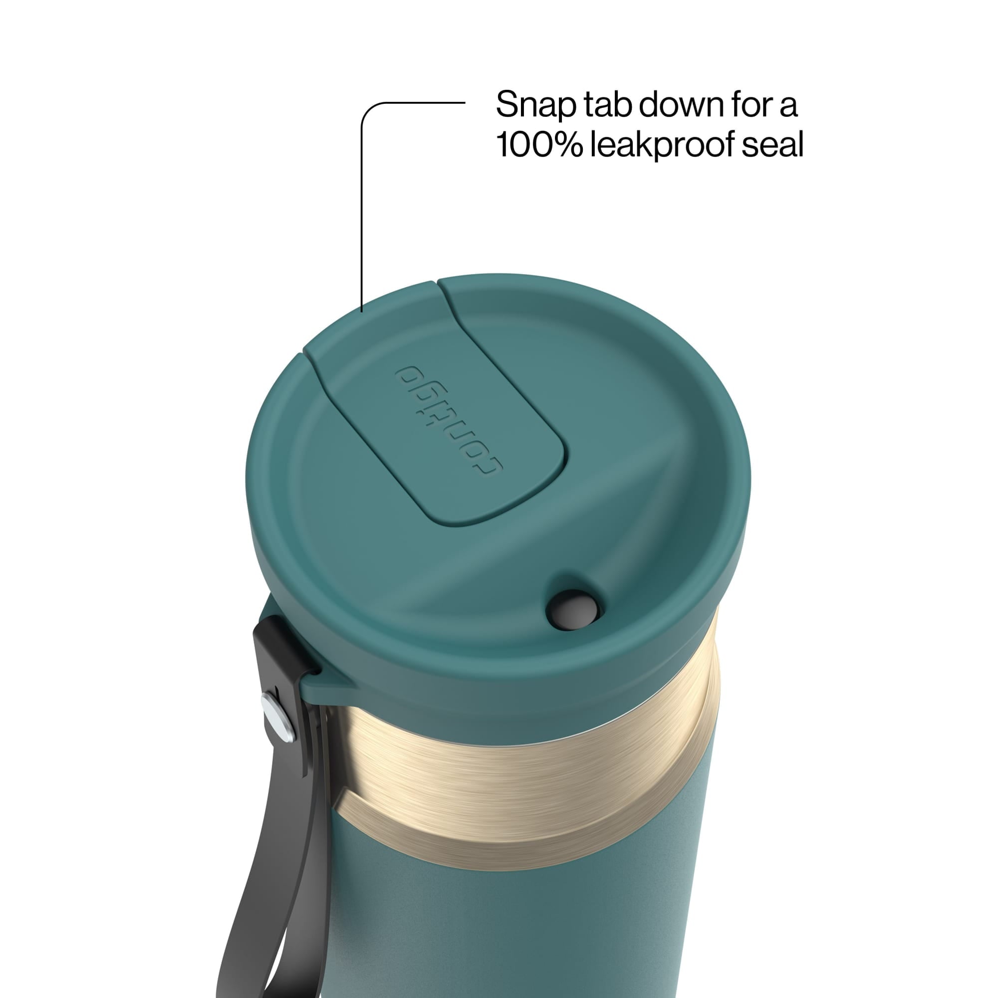 Contigo SnapSeal Leakproof Stainless Steel Reusable Water Bottle with Carrying Strap, Dark Blue/Bronze, 24 oz 6GVN