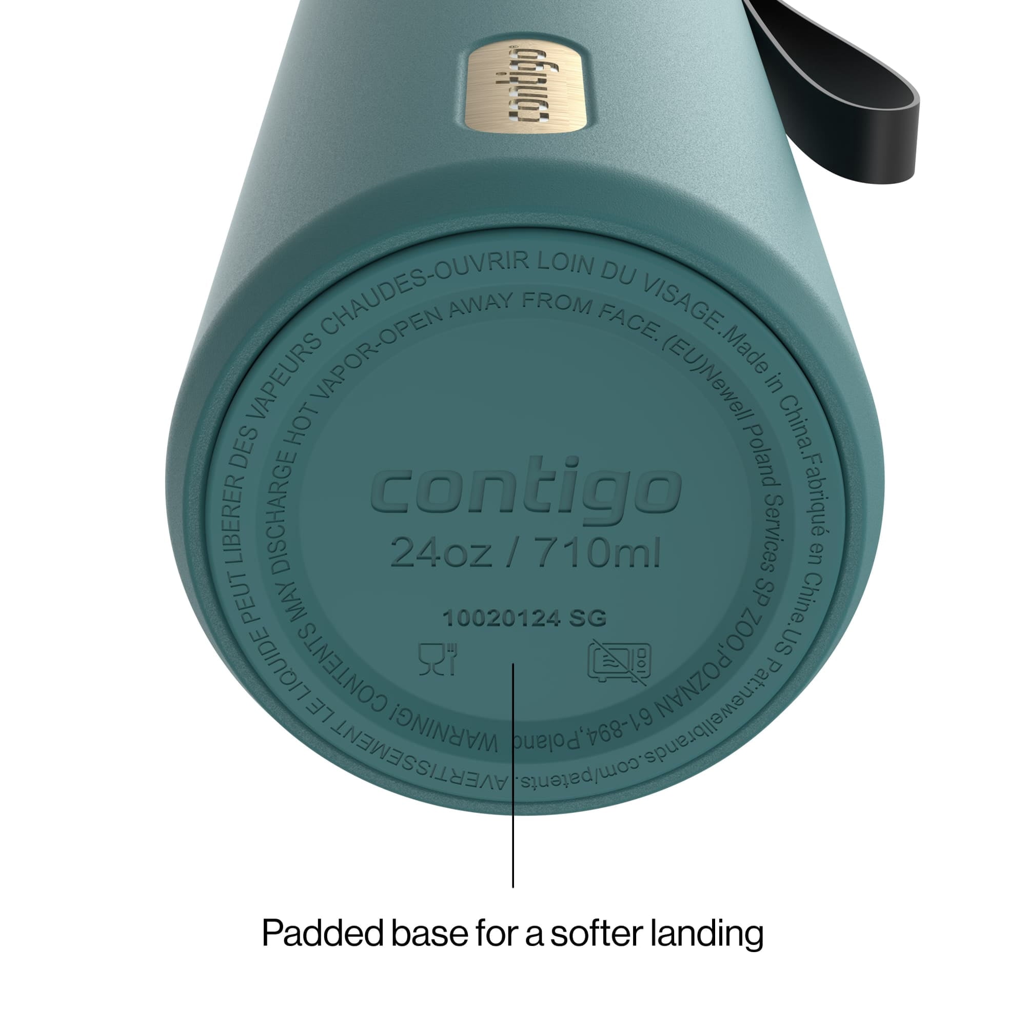 Contigo SnapSeal Leakproof Stainless Steel Reusable Water Bottle with Carrying Strap, Dark Blue/Bronze, 24 oz 6GVN
