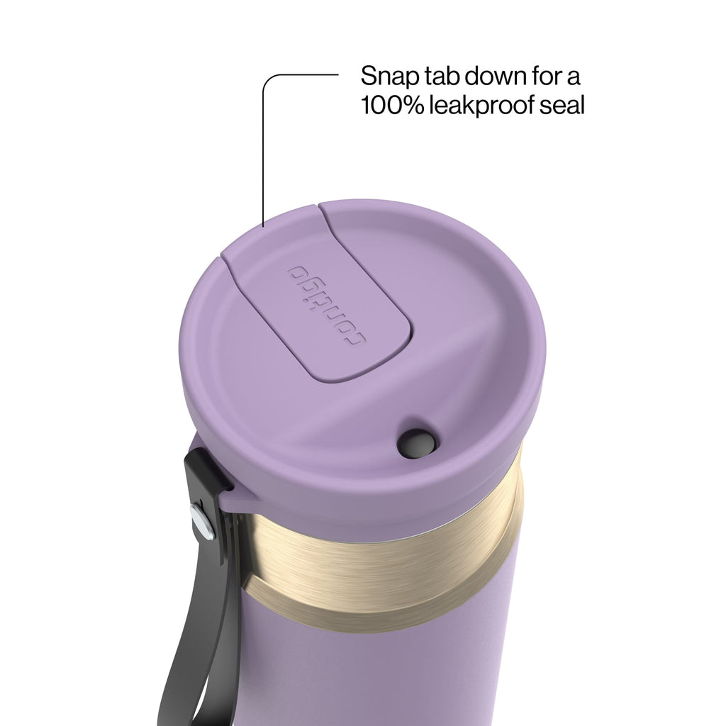 Contigo SnapSeal Leakproof Stainless Steel Reusable Water Bottle with Carrying Strap, Dark Blue/Bronze, 24 oz 6GVN