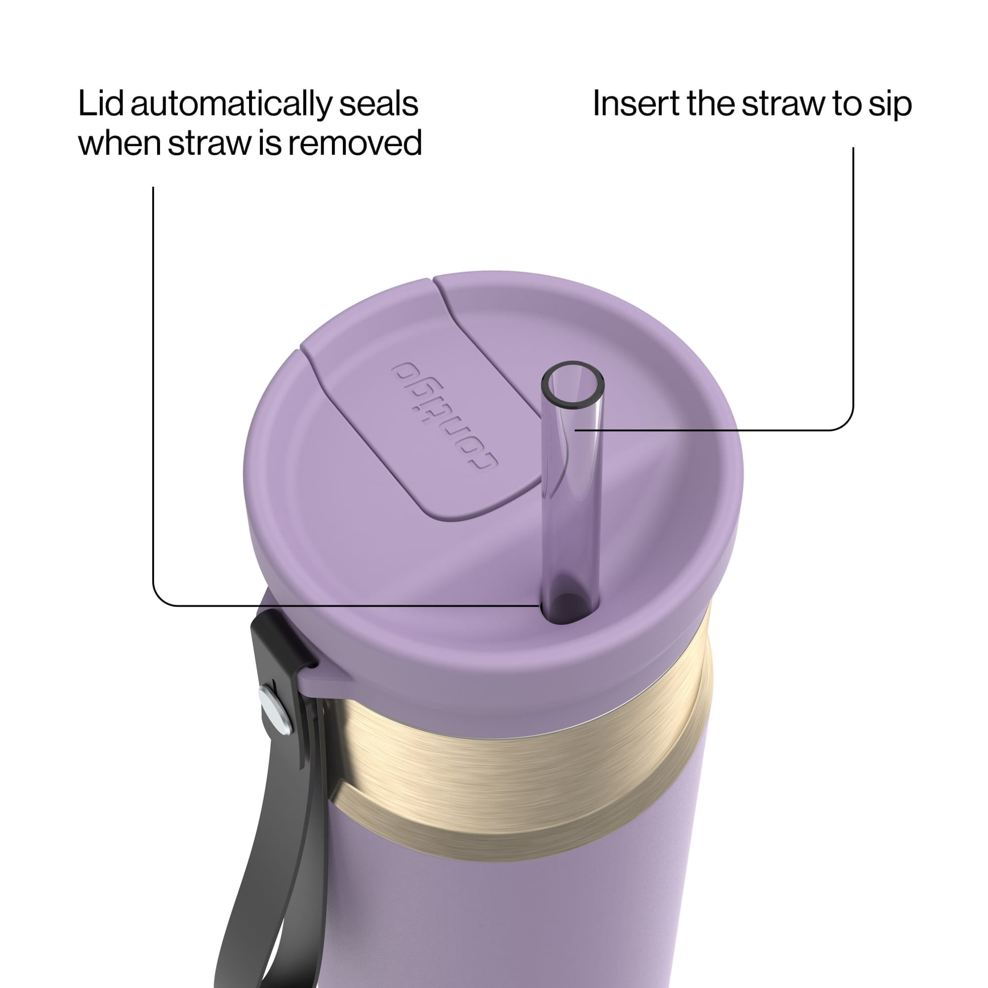 Contigo SnapSeal Leakproof Stainless Steel Reusable Water Bottle with Carrying Strap, Dark Blue/Bronze, 24 oz 6GVN