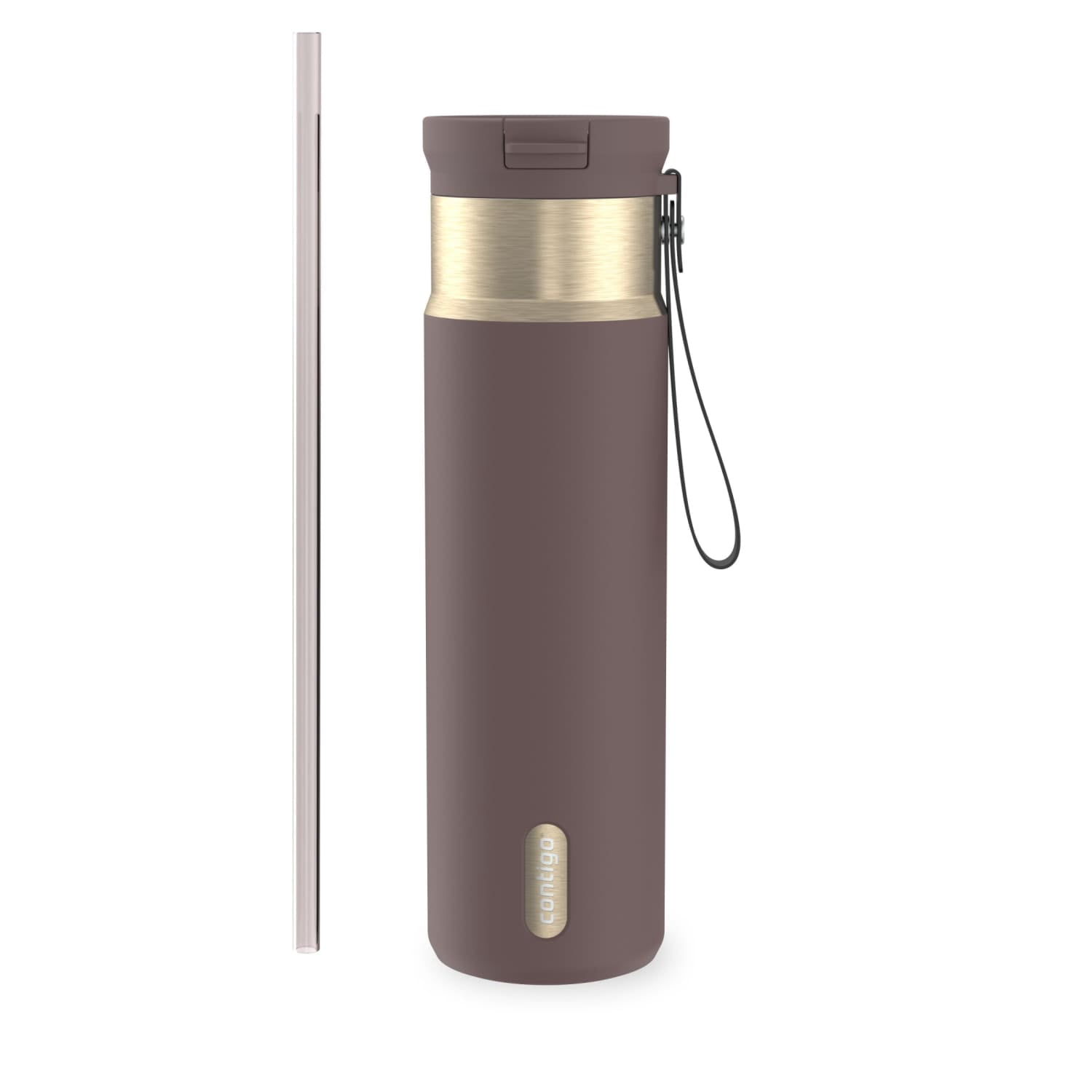 Contigo SnapSeal Leakproof Stainless Steel Reusable Water Bottle with Carrying Strap, Dark Blue/Bronze, 24 oz 6GVN