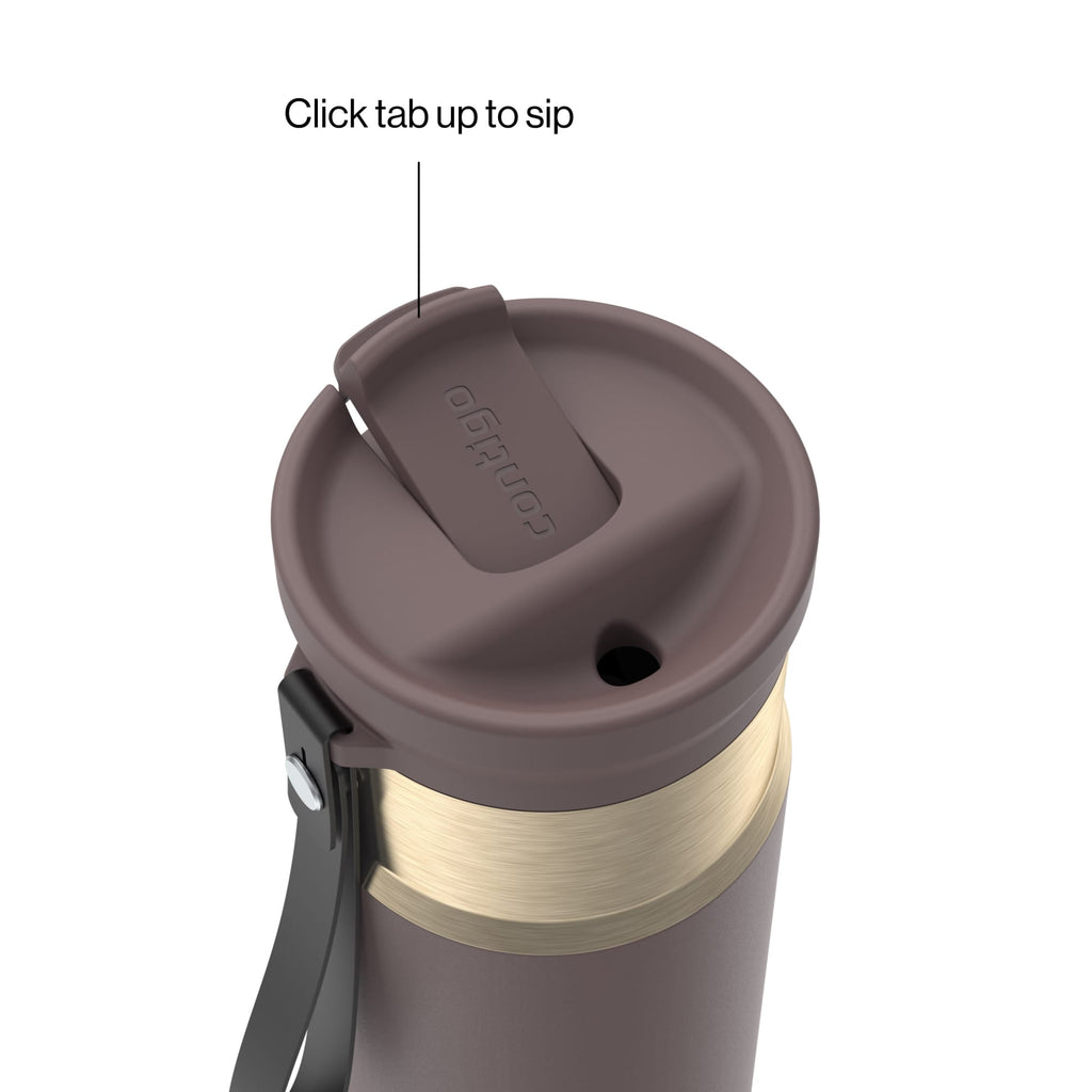 Contigo SnapSeal Leakproof Stainless Steel Reusable Water Bottle with Carrying Strap, Dark Blue/Bronze, 24 oz 6GVN