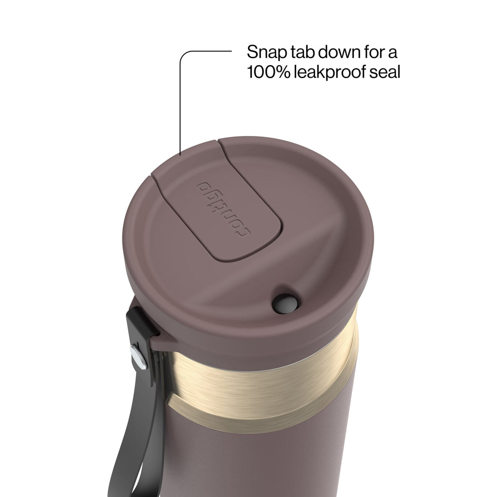 Contigo SnapSeal Leakproof Stainless Steel Reusable Water Bottle with Carrying Strap, Dark Blue/Bronze, 24 oz 6GVN