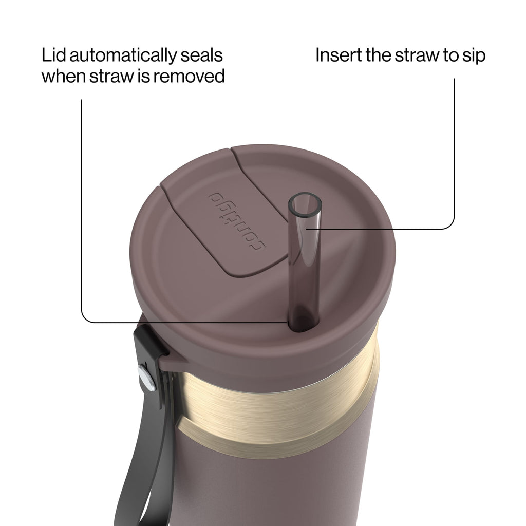 Contigo SnapSeal Leakproof Stainless Steel Reusable Water Bottle with Carrying Strap, Dark Blue/Bronze, 24 oz 6GVN