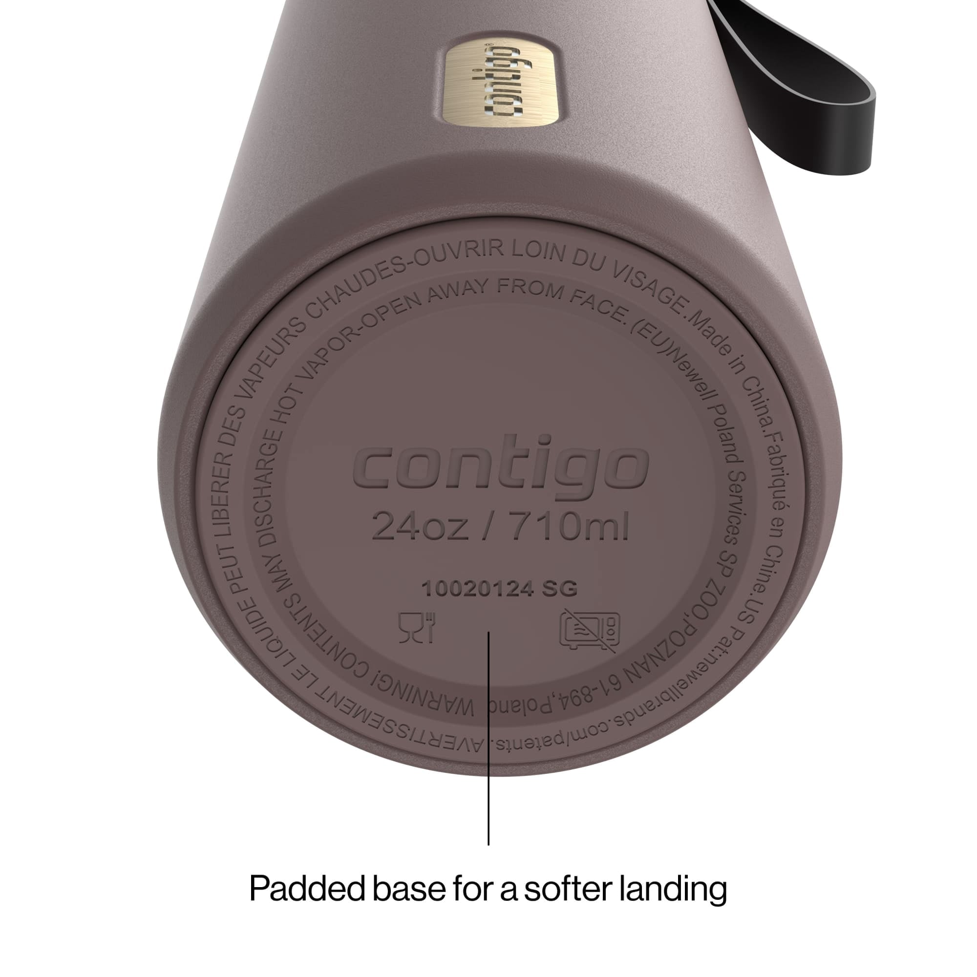 Contigo SnapSeal Leakproof Stainless Steel Reusable Water Bottle with Carrying Strap, Dark Blue/Bronze, 24 oz 6GVN