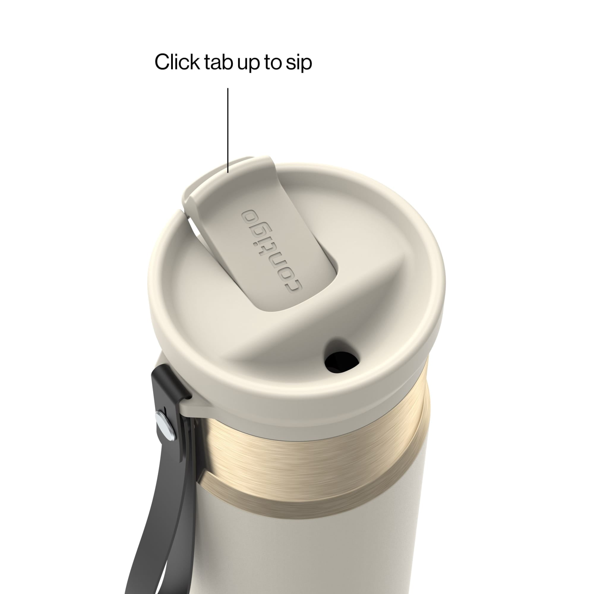 Contigo SnapSeal Leakproof Stainless Steel Reusable Water Bottle with Carrying Strap, Dark Blue/Bronze, 24 oz 6GVN