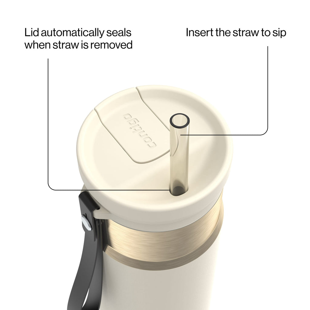 Contigo SnapSeal Leakproof Stainless Steel Reusable Water Bottle with Carrying Strap, Dark Blue/Bronze, 24 oz 6GVN