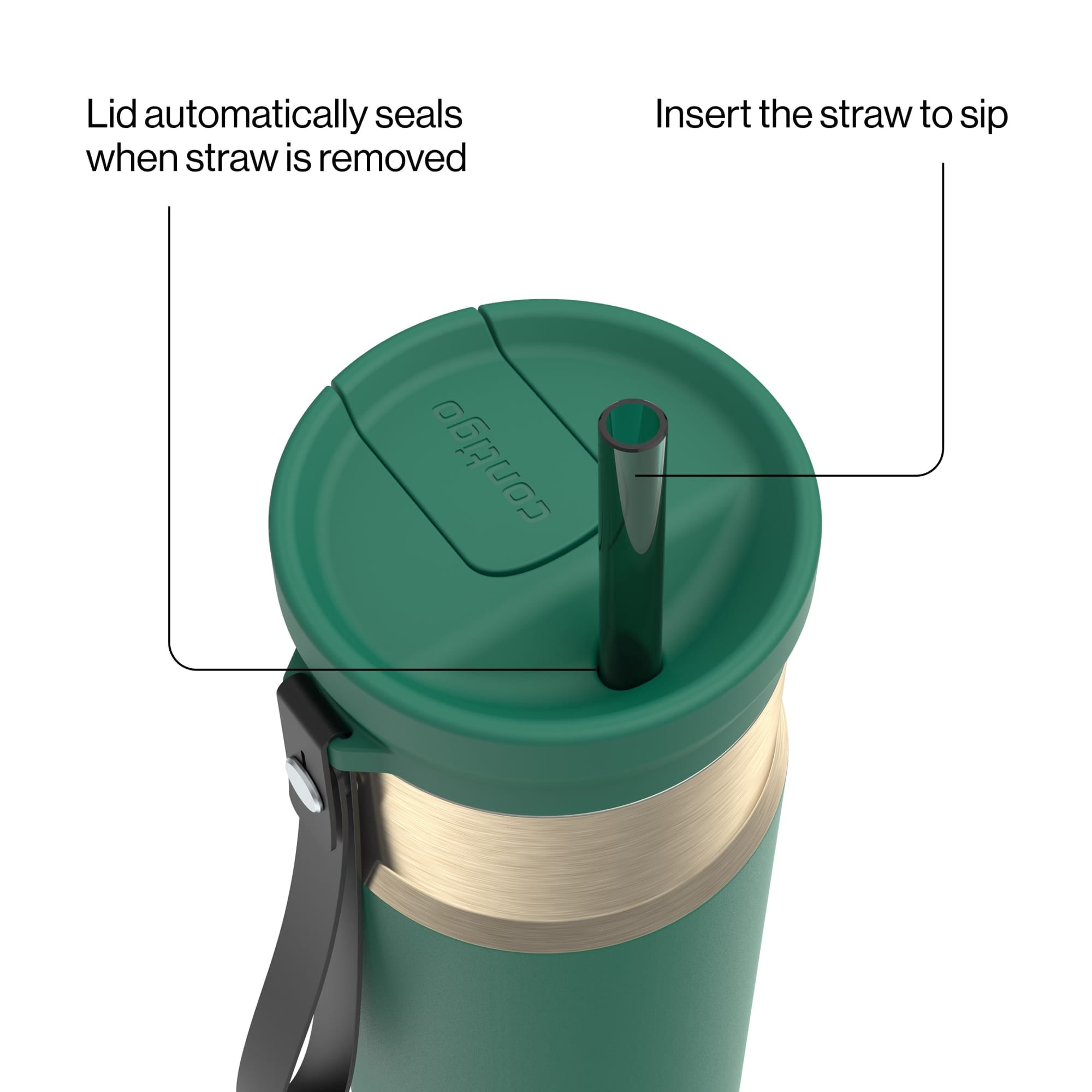 Contigo SnapSeal Leakproof Stainless Steel Reusable Water Bottle with Carrying Strap, Dark Blue/Bronze, 24 oz 6GVN