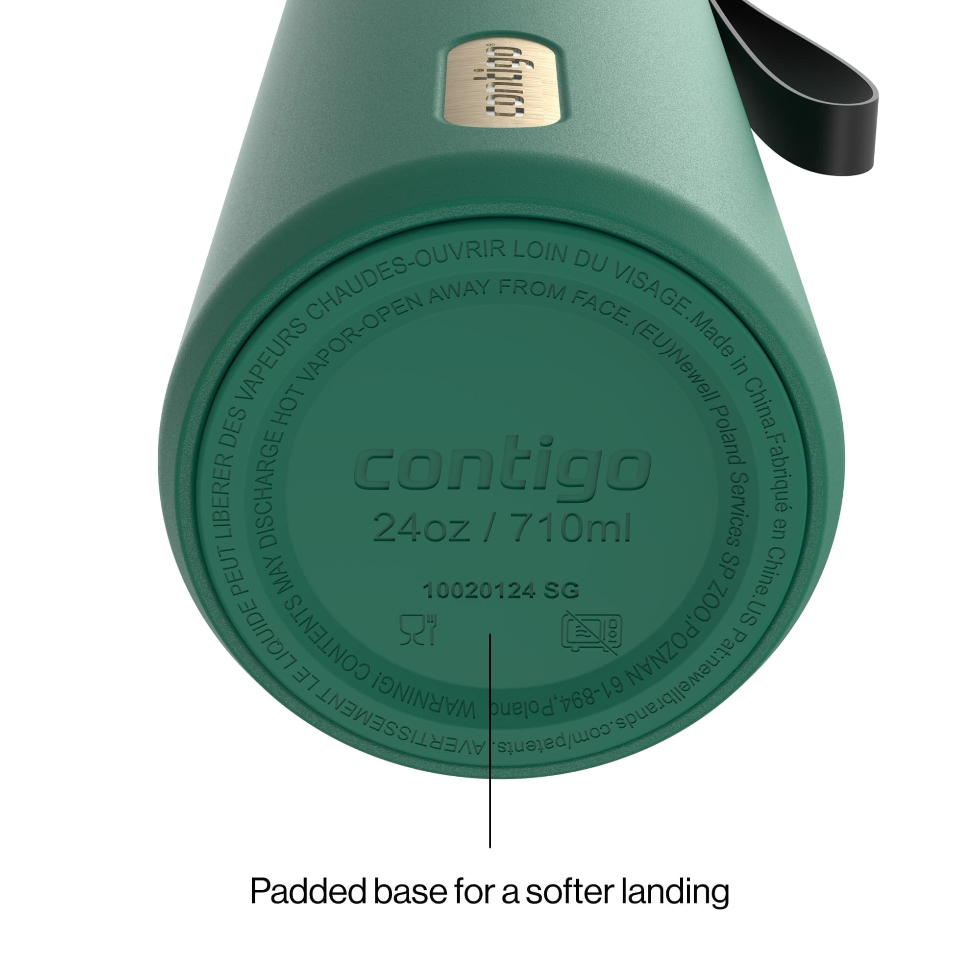 Contigo SnapSeal Leakproof Stainless Steel Reusable Water Bottle with Carrying Strap, Dark Blue/Bronze, 24 oz 6GVN