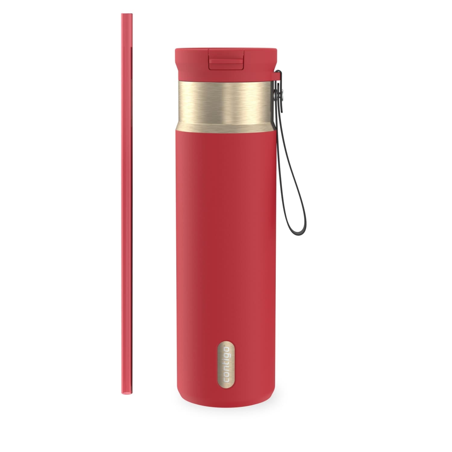 Contigo SnapSeal Leakproof Stainless Steel Reusable Water Bottle with Carrying Strap, Dark Blue/Bronze, 24 oz 6GVN