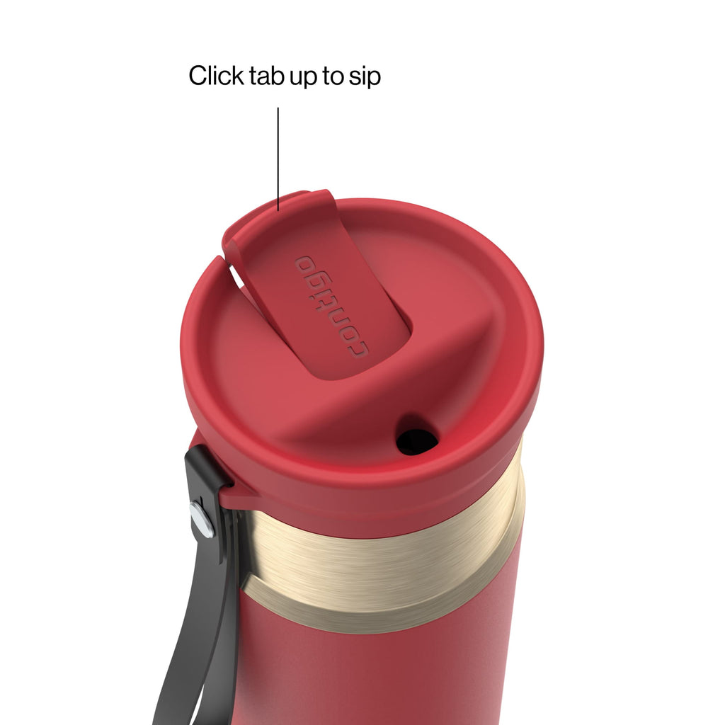 Contigo SnapSeal Leakproof Stainless Steel Reusable Water Bottle with Carrying Strap, Dark Blue/Bronze, 24 oz 6GVN