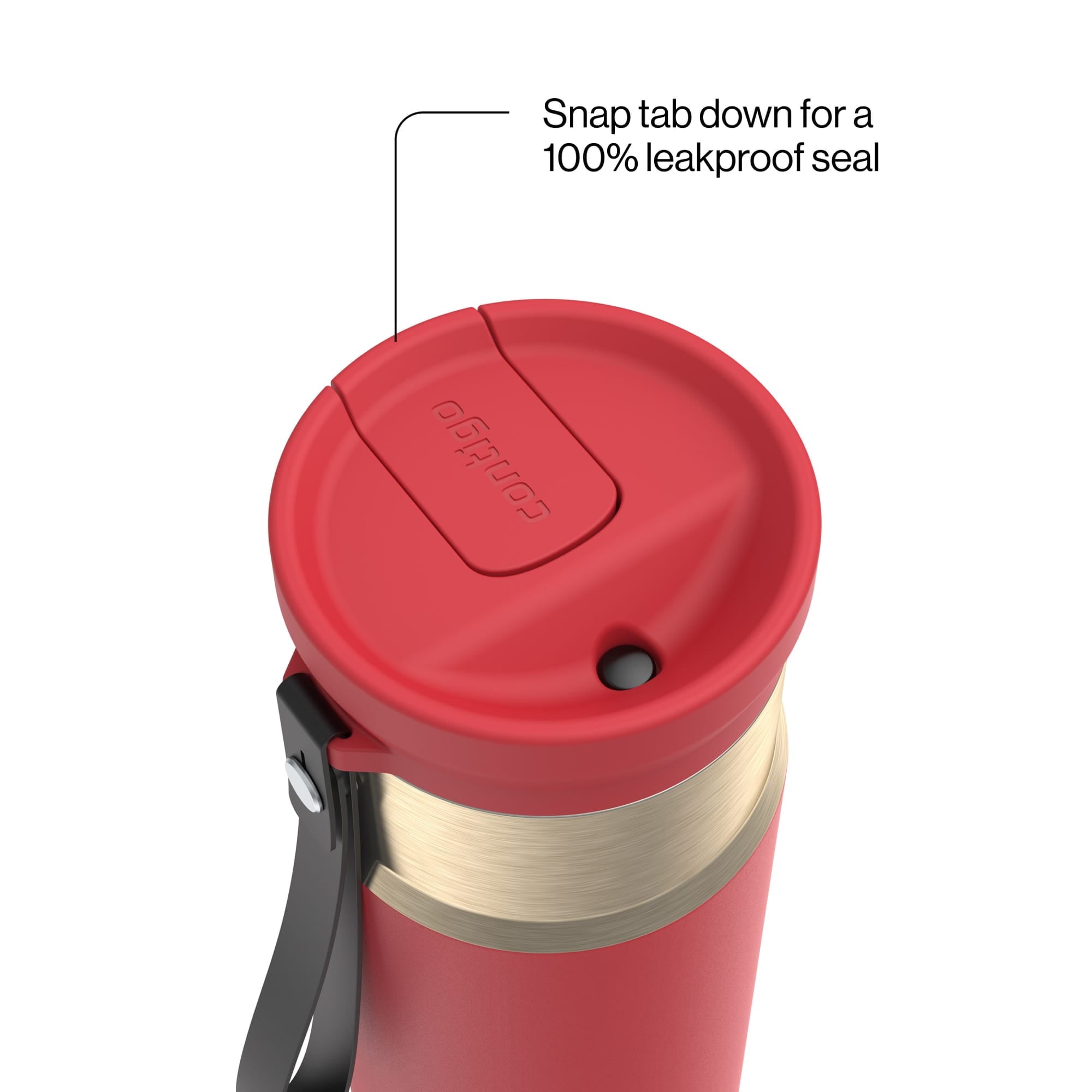 Contigo SnapSeal Leakproof Stainless Steel Reusable Water Bottle with Carrying Strap, Dark Blue/Bronze, 24 oz 6GVN