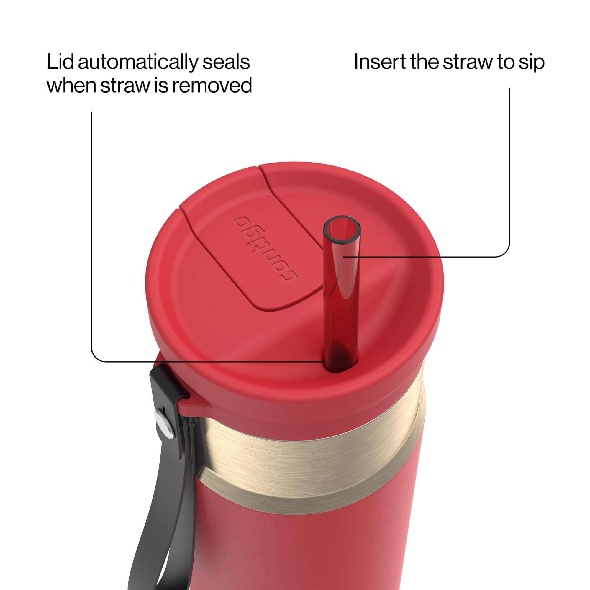 Contigo SnapSeal Leakproof Stainless Steel Reusable Water Bottle with Carrying Strap, Dark Blue/Bronze, 24 oz 6GVN