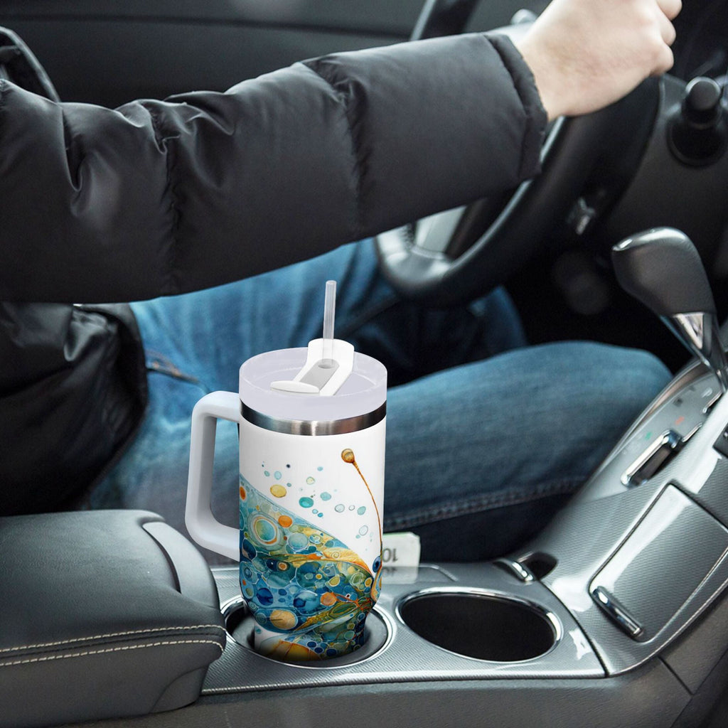 40 oz Insulated Stainless Steel Tumbler Double Wall Stainless Steel Tumbler with 2-Way Drinking Intricately Butterfly ODVB