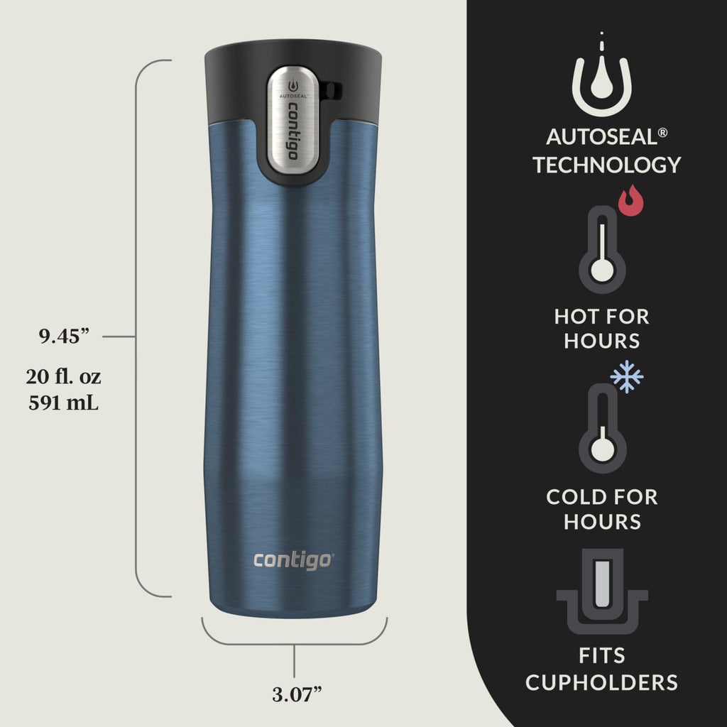 Contigo AUTOSEAL West Loop Vacuum-Insulated Stainless Steel Travel Mug with Easy-Clean Lid, 20 oz LMKS