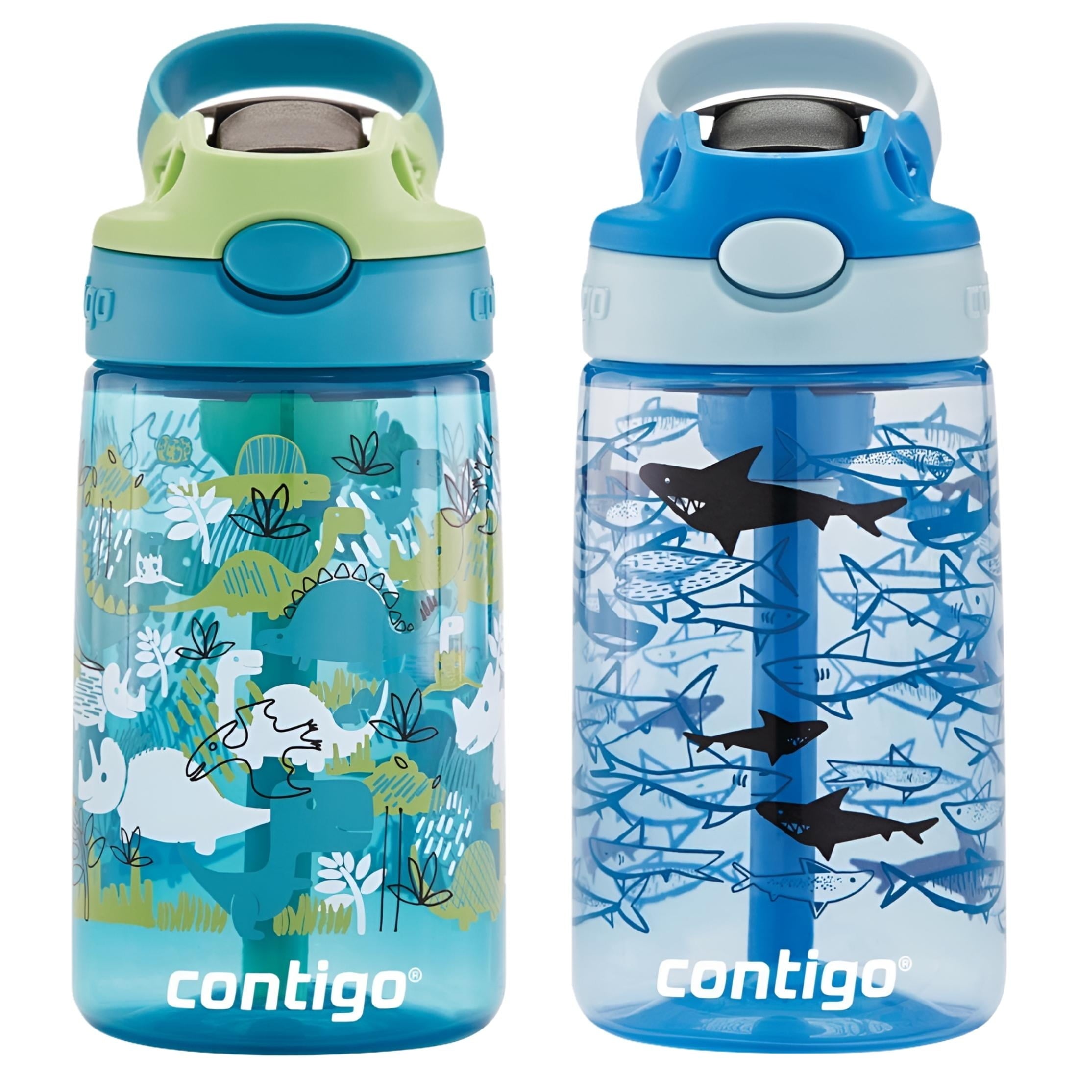 Contigo Kids 2-Pack Straw Water Bottle, 14 oz - Dinos/Sharks R4P5