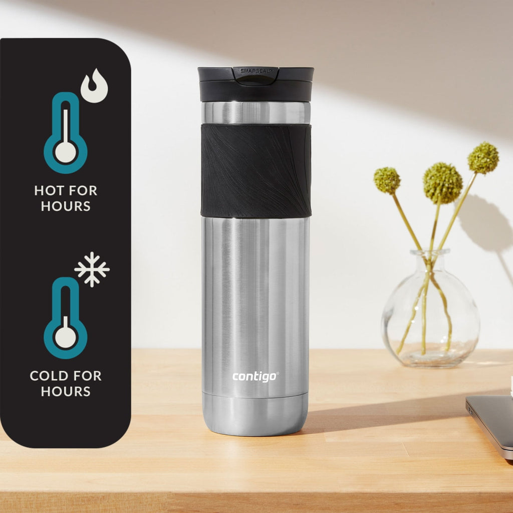 Contigo Byron 2.0 Stainless Steel Travel Mug with SNAPSEAL Lid and Grip in Black, 24 fl oz. UT3P