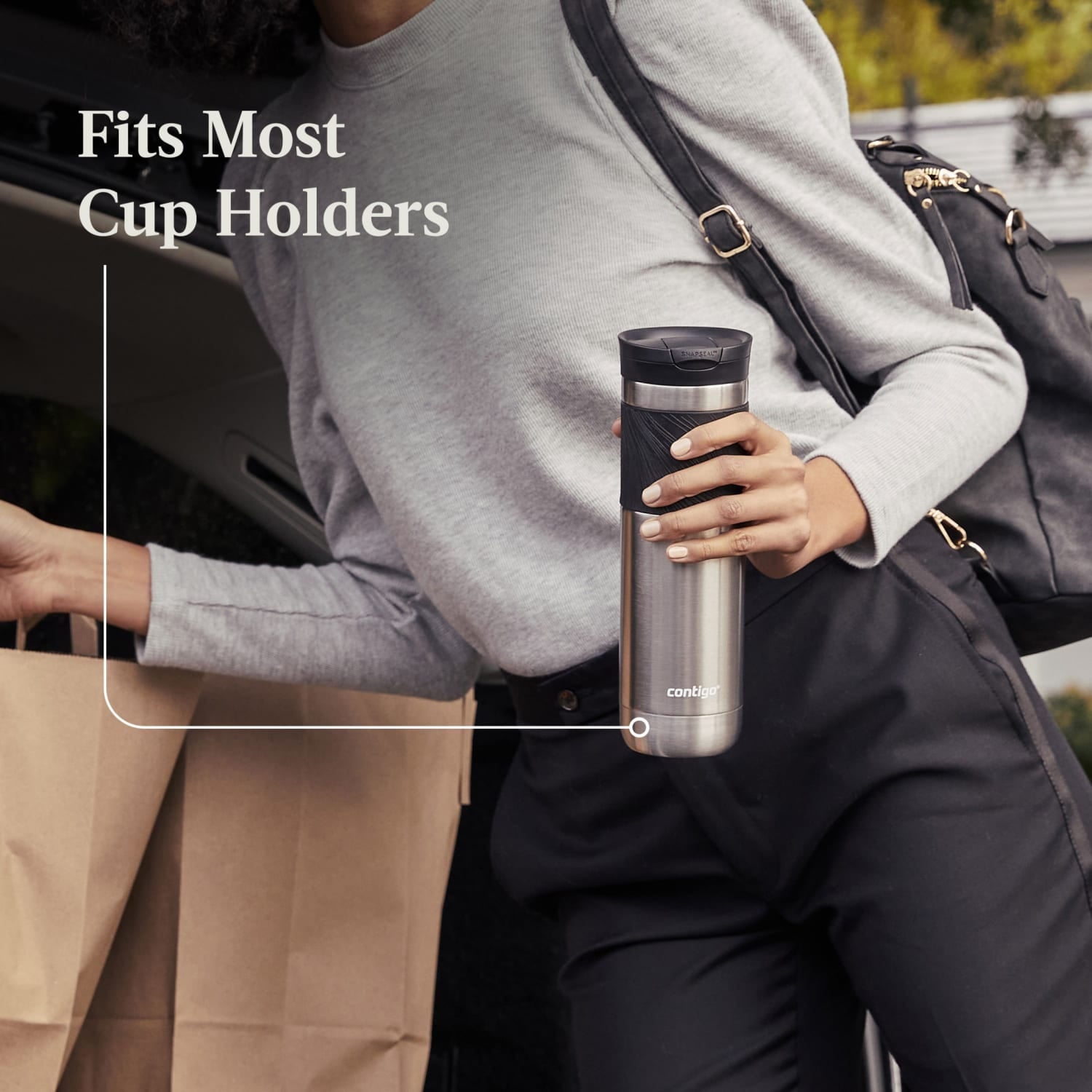 Contigo Byron 2.0 Stainless Steel Travel Mug with SNAPSEAL Lid and Grip in Black, 24 fl oz. UT3P
