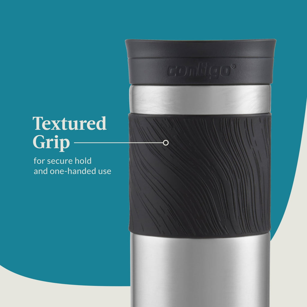 Contigo Byron 2.0 Stainless Steel Travel Mug with SNAPSEAL Lid and Grip in Black, 24 fl oz. UT3P