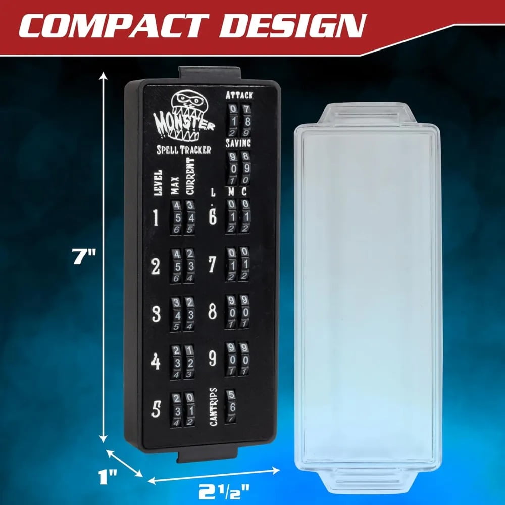 Ultimate RPG Spell Tracker for DND- Easily Keep Track of All Magic Stats, Levels, Modifiers Easily w Adjustable Place-Locking Dials &amp; Protective Cover- Compatible w Dungeons Dragons 5e Tabletop Games 3QPS