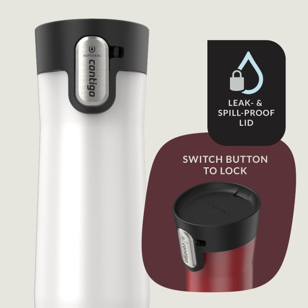 Contigo AUTOSEAL West Loop Vacuum-Insulated Stainless Steel Travel Mug with Easy-Clean Lid, 20 oz, Crystal Lakeside &amp; Crystal Agave, 2-Pack NW9J