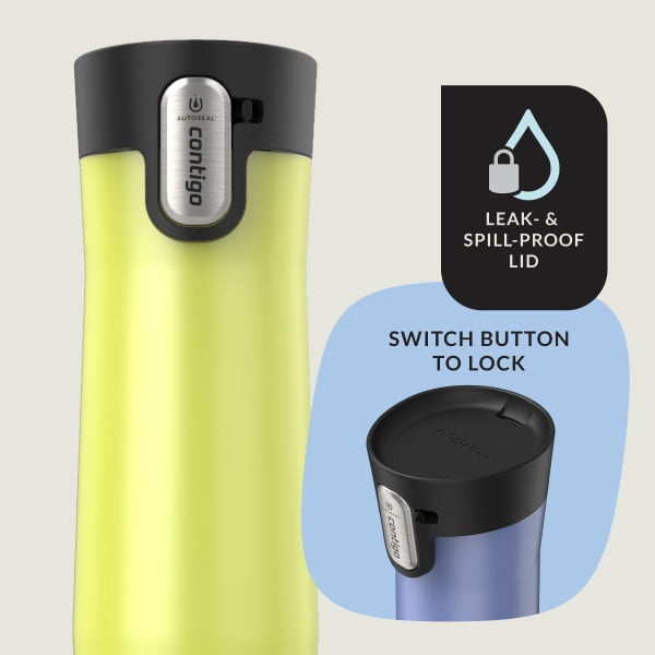 Contigo AUTOSEAL West Loop Vacuum-Insulated Stainless Steel Travel Mug with Easy-Clean Lid, 20 oz, Crystal Lakeside &amp; Crystal Agave, 2-Pack NW9J