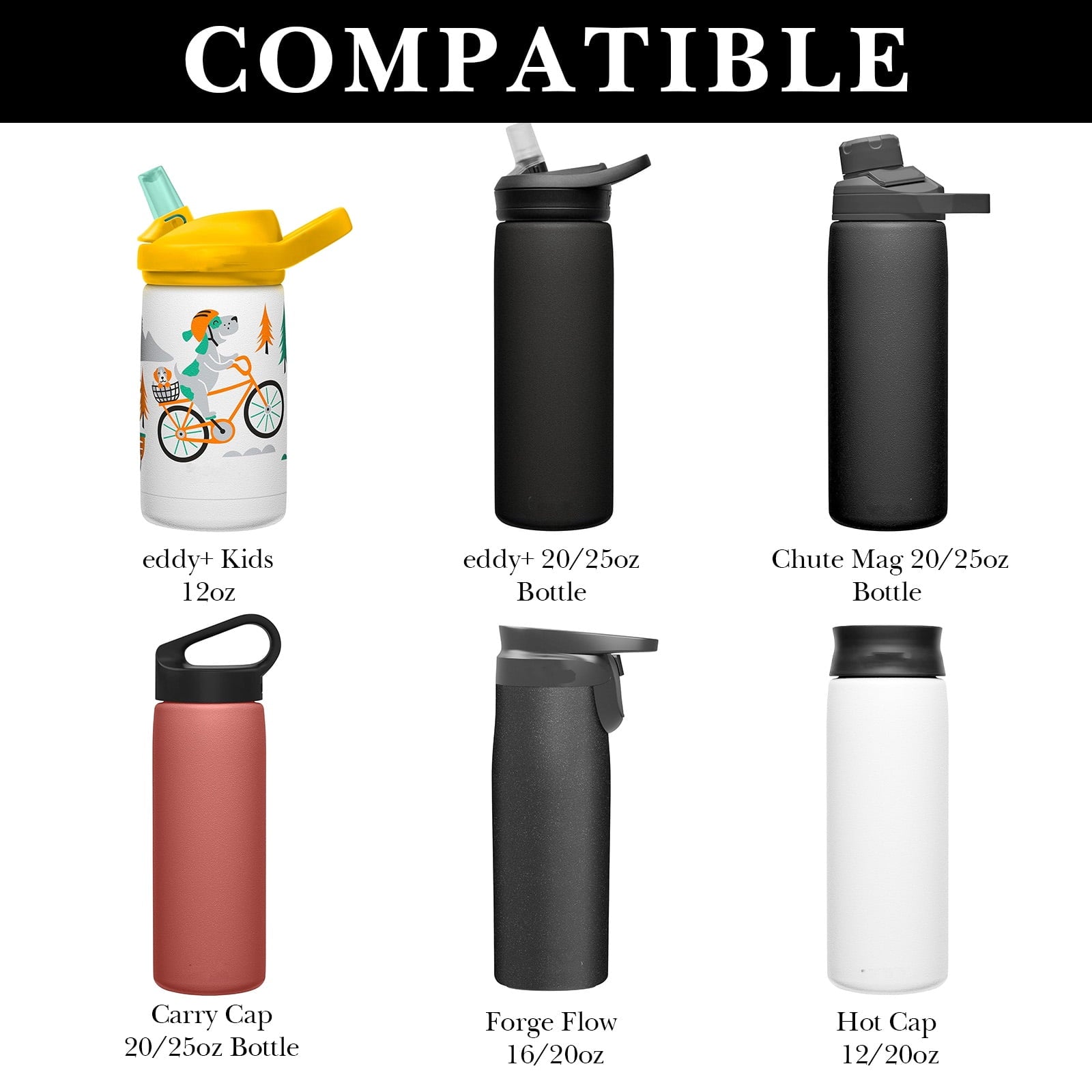 Linkidea 6 Pack Water Bottle Bottom Pad Compatible with CamelBak eddy+ Steel Bottle 20/25oz, Chute Mag Bottle, Silicone Anti-Slip Waterbottle Base Silencer Rubber Protector YE3J