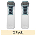 (2 pack) Contigo Clybourn Plastic FreeFlow Filter Water Bottle with AUTOSEAL Lid 24 oz., Salt, with Replacable Filter 3BFM