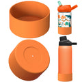 Linkidea 2 Pack Water Bottle Boot Compatible with CamelBak Eddy+20oz/25oz, Chute Mag 20oz/25oz, Carry Cap, Silicone Anti-Slip Bottle Bottom Bumper Protector (Orange) QUIX