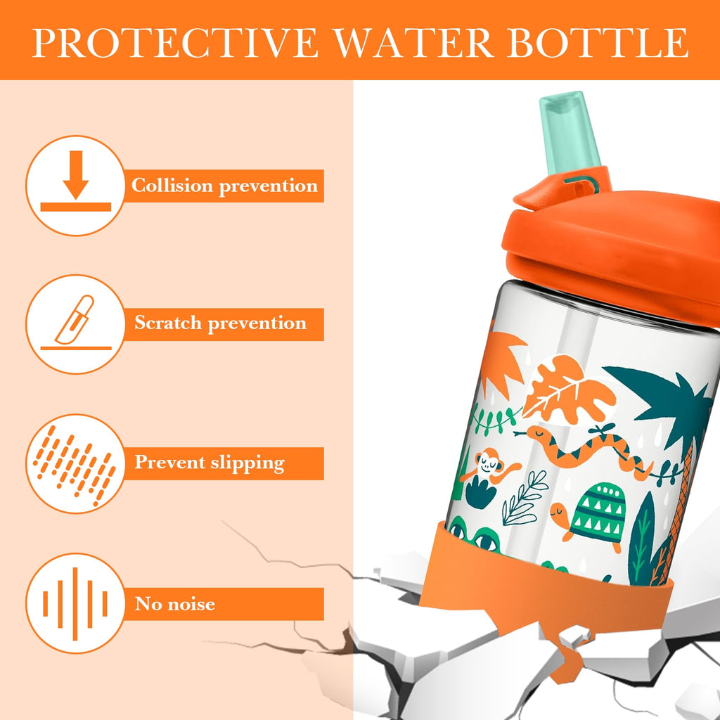 Linkidea 2 Pack Water Bottle Boot Compatible with CamelBak Eddy+20oz/25oz, Chute Mag 20oz/25oz, Carry Cap, Silicone Anti-Slip Bottle Bottom Bumper Protector (Orange) QUIX