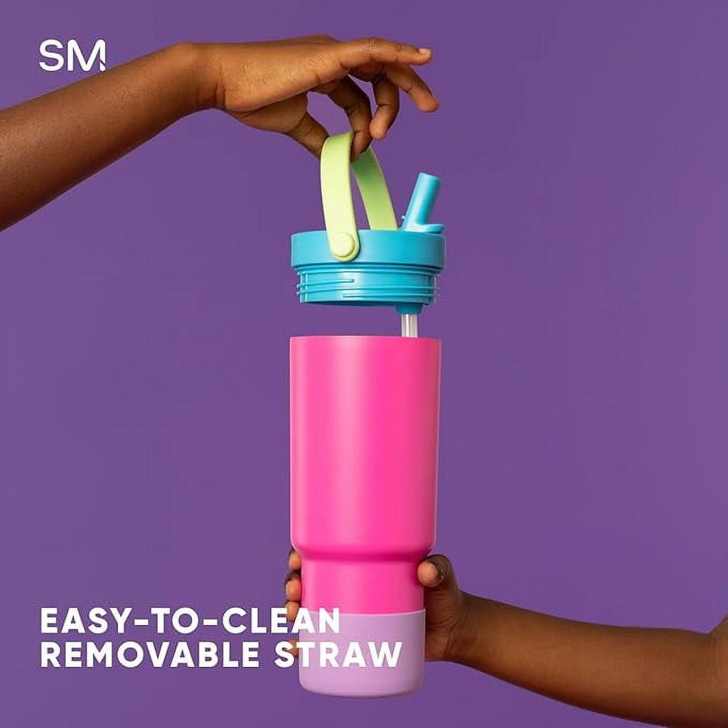 Simple Modern 24 fl oz Insulated Stainless Steel Trek Pivot Tumbler with Straw Lid and Top Handle|Seaside Blue RXQR