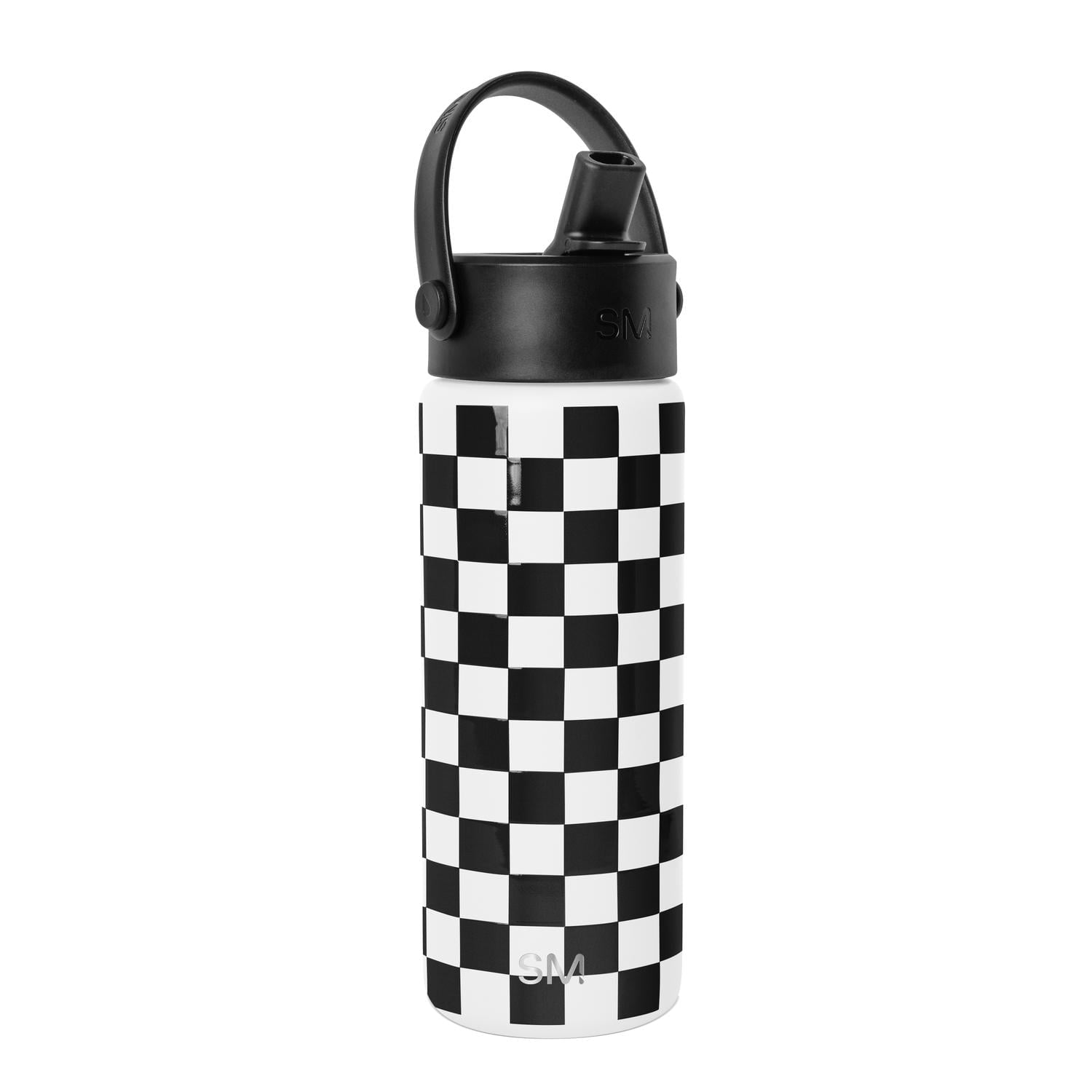 Simple Modern 18 fl oz Insulated Stainless Steel Summit Wide Mouth Water Bottle with Handle and Straw Lid|Black and White Checkmate IYLV