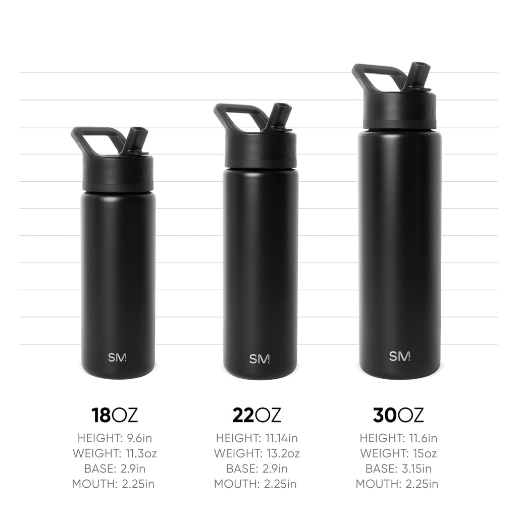 Simple Modern 18 fl oz Insulated Stainless Steel Summit Wide Mouth Water Bottle with Handle and Straw Lid|Black and White Checkmate IYLV