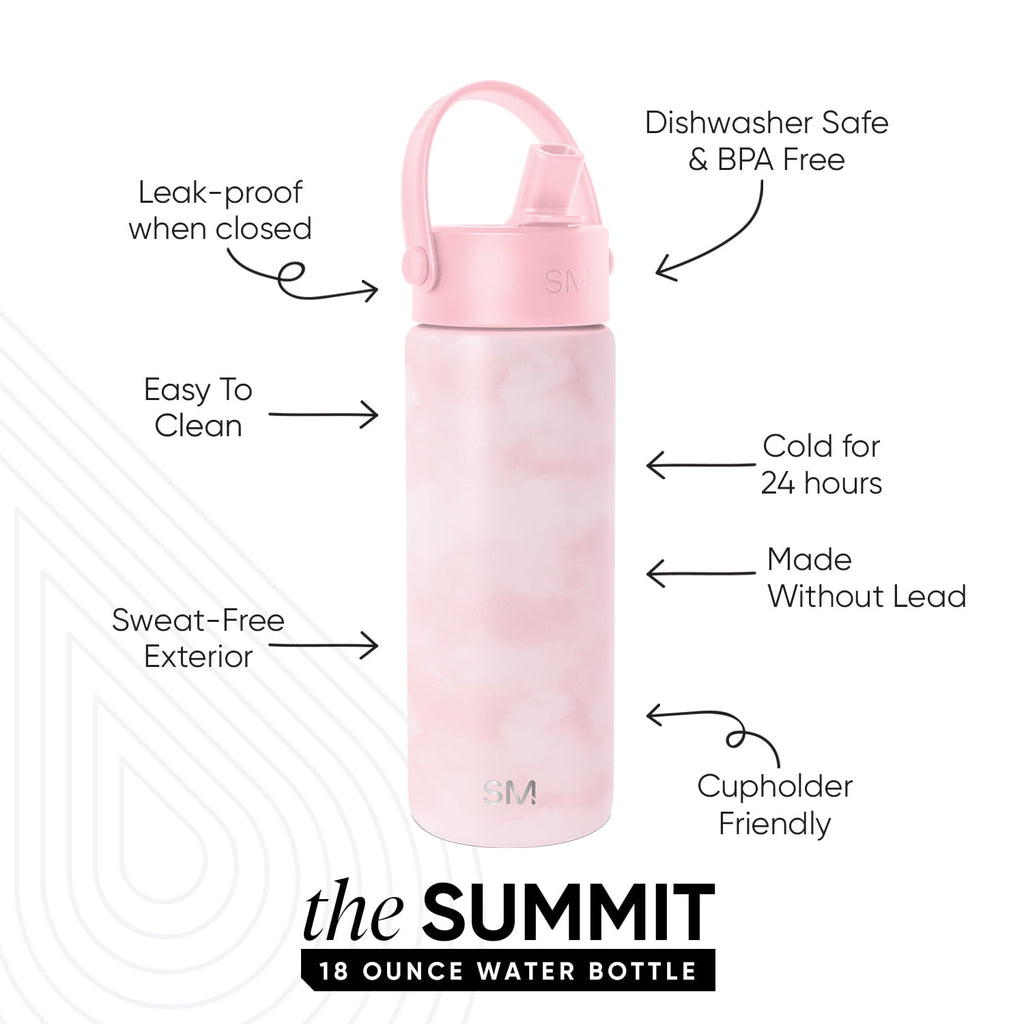 Simple Modern 18 fl oz Insulated Stainless Steel Summit Wide Mouth Water Bottle with Handle and Straw Lid|Black and White Checkmate IYLV