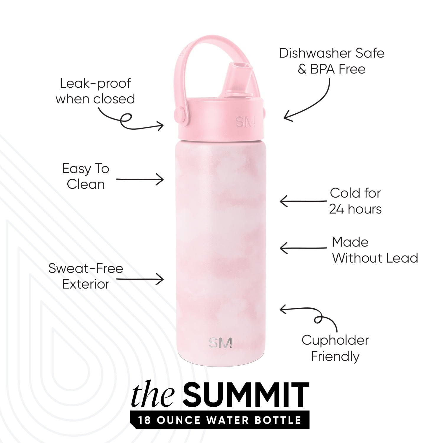 Simple Modern 18 fl oz Insulated Stainless Steel Summit Wide Mouth Water Bottle with Handle and Straw Lid|Black and White Checkmate IYLV
