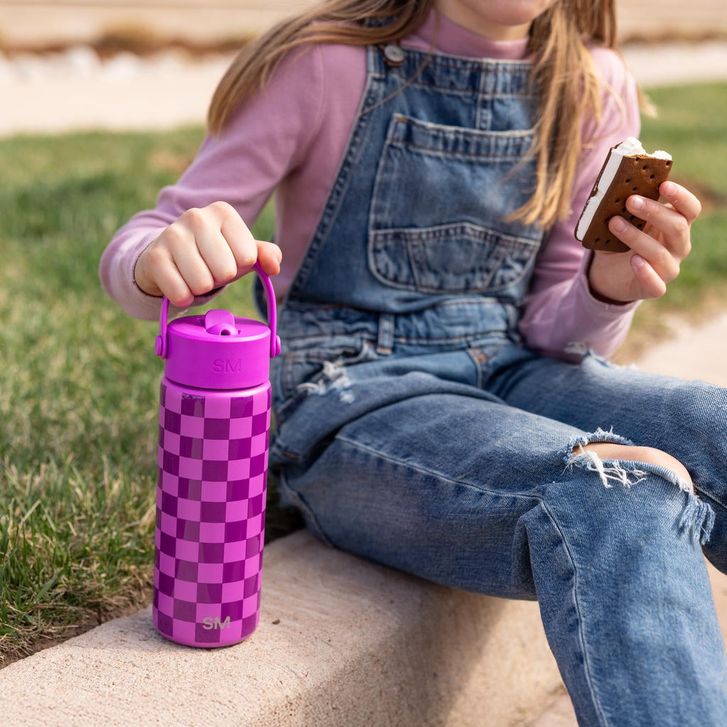 Simple Modern 18 fl oz Insulated Stainless Steel Summit Wide Mouth Water Bottle with Handle and Straw Lid|Black and White Checkmate IYLV