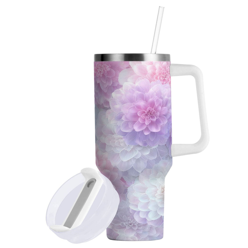 30 oz Insulated Stainless Steel Tumbler Double Wall Stainless Steel Tumbler with 2-Way Drinking Cute Pastel Watercolor Floral 4SBH