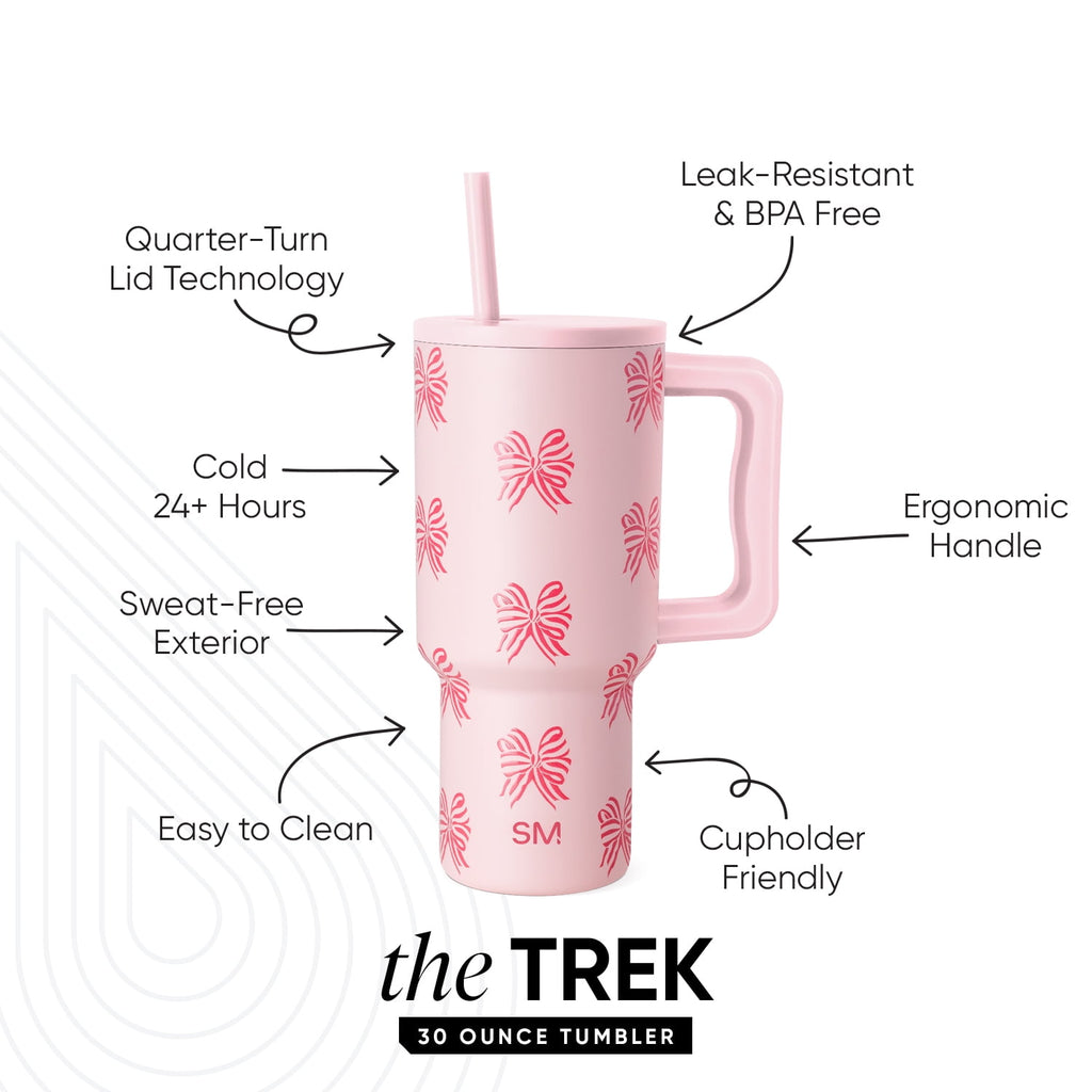 Simple Modern 30 fl oz Insulated Stainless Steel Trek Tumbler with Straw Lid | Seaglass Sage and Cream Checkmate 23VN