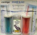 Contigo Shake &amp; Go Plastic Tumblers - Set of 3 (Pink Blue &amp; Clear) 7MXB